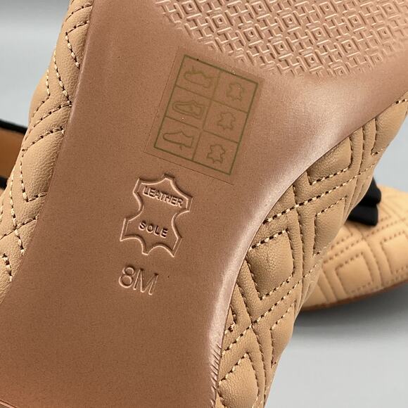 NEW Tory Burch Women’s Marion Quilted Leather Ballet Flats Light Oak Size 8M - Picture 5 of 10